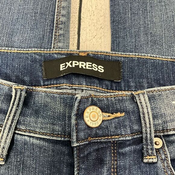 EXPRESS Mid Rise Skinny Ankle Distressed Jeans - Picture 6 of 8